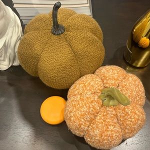 Crafted knitted pumpkins home decor Big and small Set of Two! Cute
